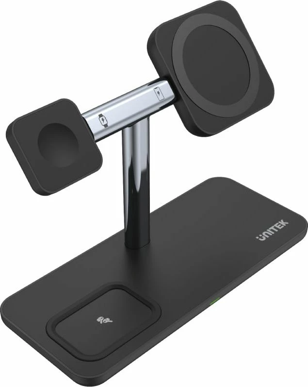 Karikues induktiv 3-në-1 Unitek MagMighty TRI P1212A 22.5W USB-C, i zi