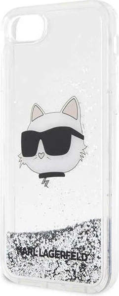 Mbështjellës Karl Lagerfeld KLHCI8LNHCCS për iPhone 7/8/SE 2020/2022, Glitter Choupette, Argjendtë