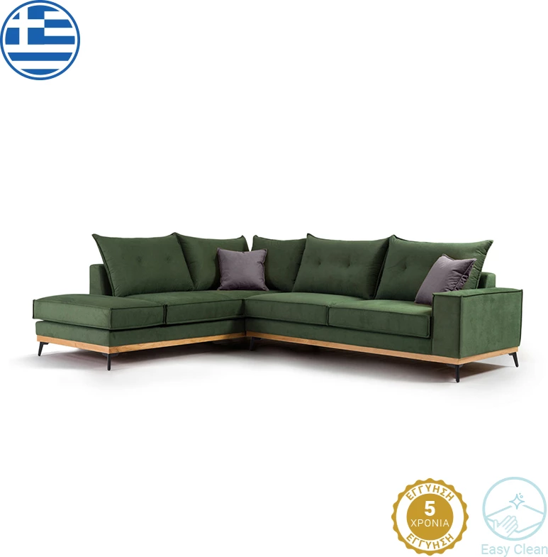 Divan qoshe luksoz II qoshe e djathtë, pëlhurë cypress-karbon, 290x235x95cm