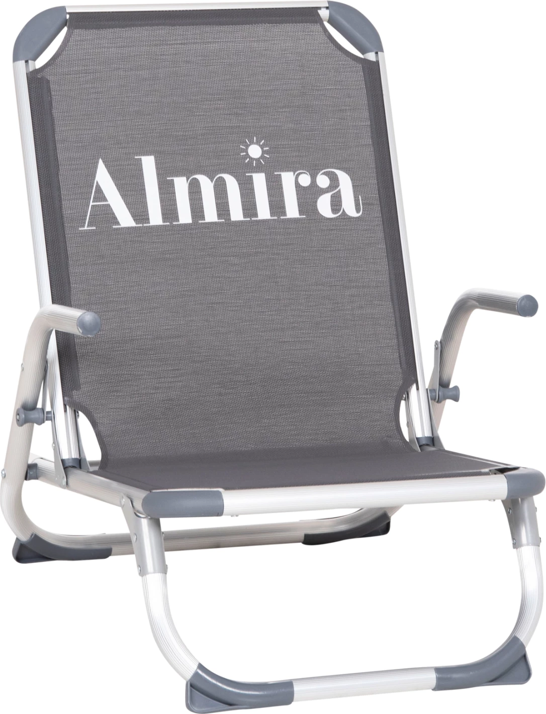 Karrige plazhi e palosshme, alumin i fortë, tekstilene gri, shpinë e lartë, Almira FH5053.10, 55x71x66cm