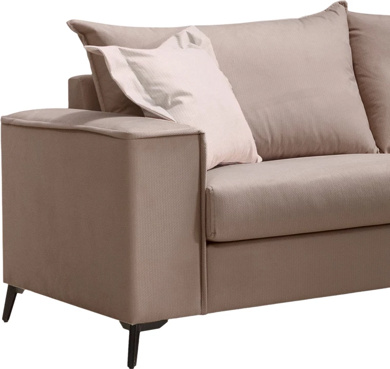 Divan Verona 3 ulëse, pëlhurë moka, jastëkë krem, 225x93x100 cm