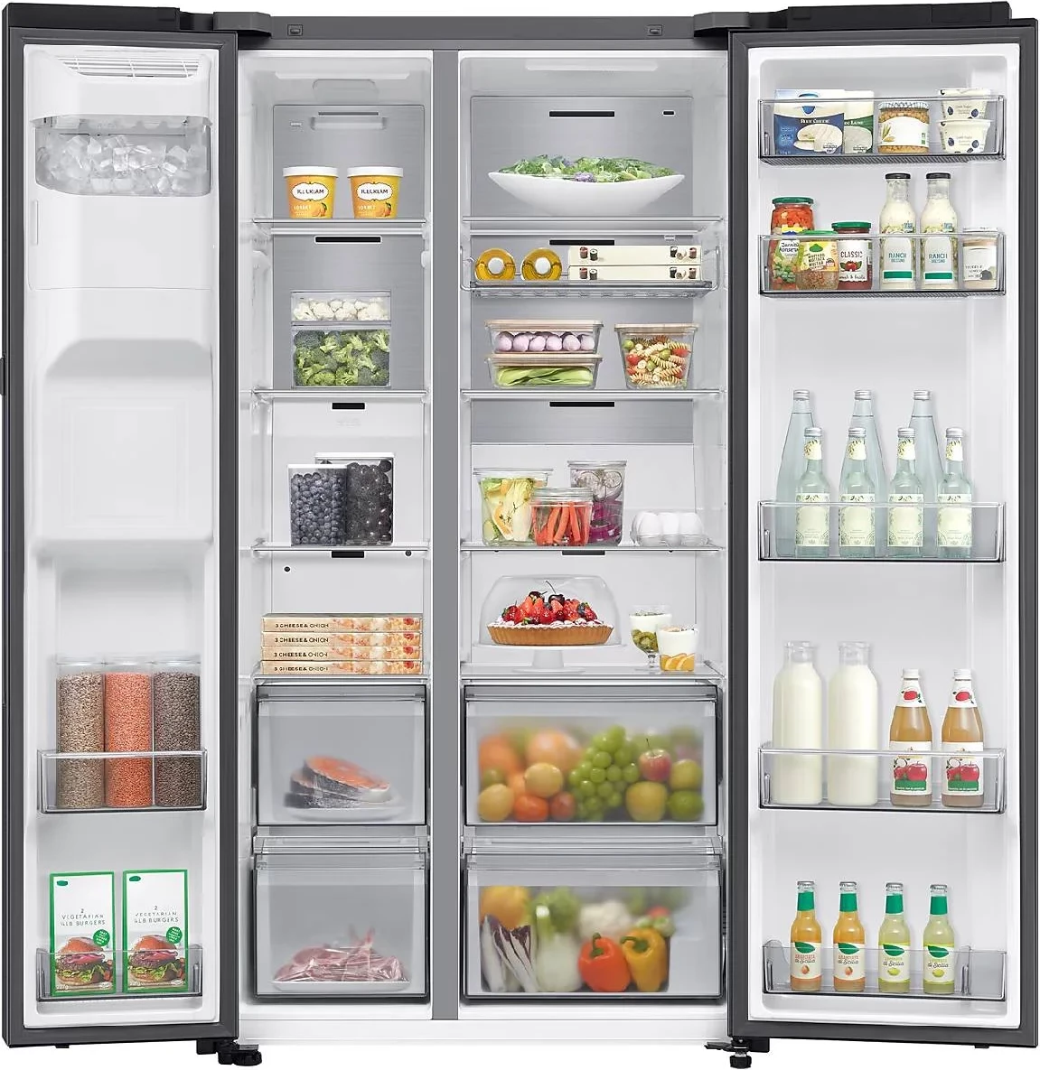 Frigorifer side-by-side, Samsung, SBS RS80F66KCFEO, 634 L, dispenser ujë/akull, SmartThings Bixby, klasa energjisë C, i zi