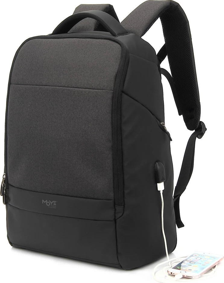 Çantë shpine laptopi Moye Trailblazer Seul 15.6", 20-39 L, me portë USB, e zezë