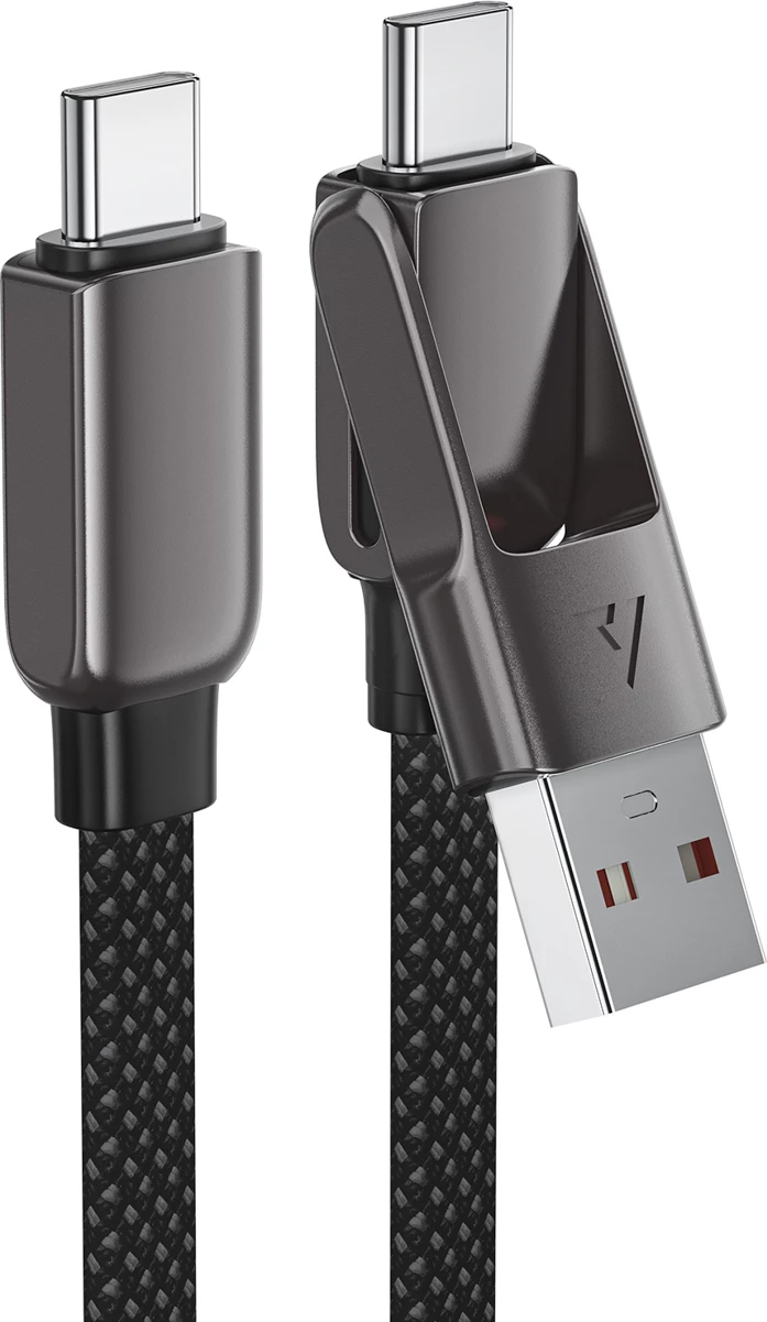 Kabllo Acefast C13-05 USB-C në USB-A/USB-C, 0.2m, 480Mb/s, 3A, e zezë