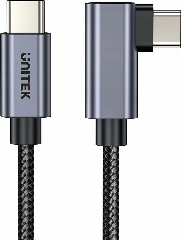 Kabllo USB-C në USB-C Unitek C14123BK-5M 5 m, PD 100W, USB 3.0, prizë këndore, argjendtë