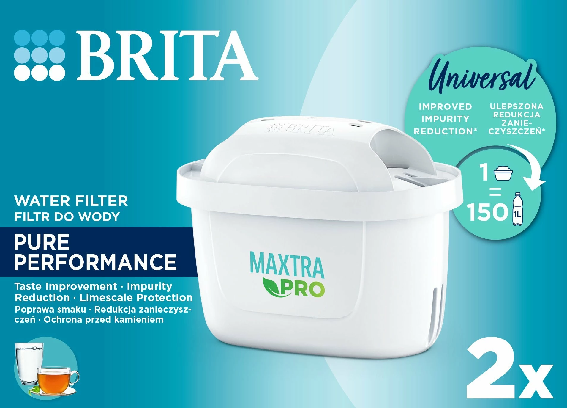 Kartrixh filtri uji Brita MAXTRA PRO Pure Performance 150 L, set 2 copë