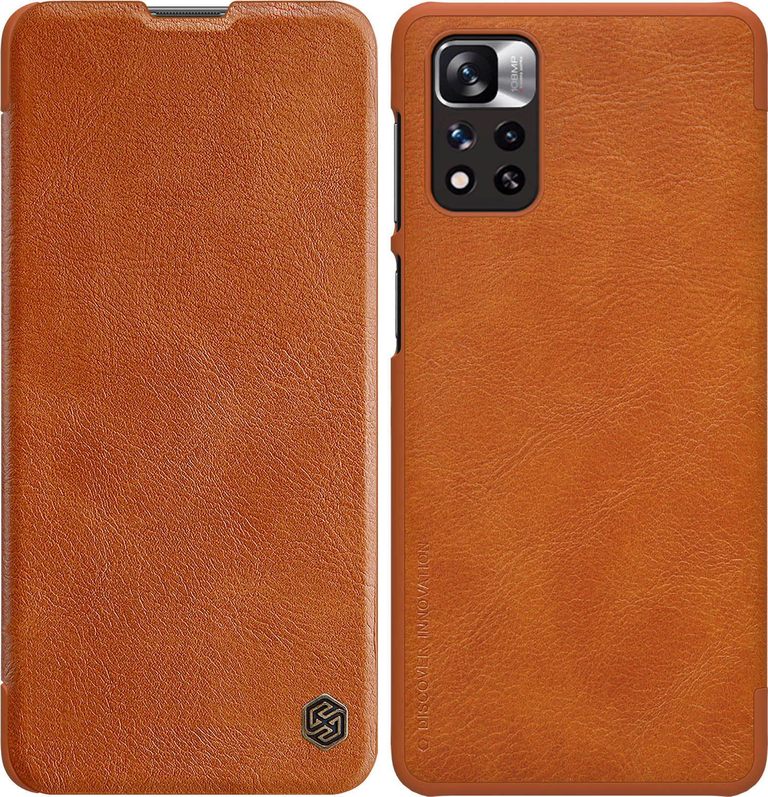 Mbështjellës Nillkin Qin Case për Xiaomi Redmi Note 11 Pro+, Redmi Note 11 Pro, Mi 11i HyperCharge, kafe