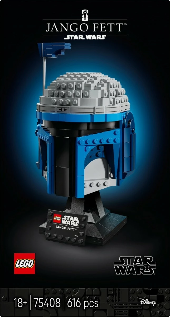 Set LEGO Star Wars Helmet Jango Fett 75408, 616 pjesë, Blu/Gri