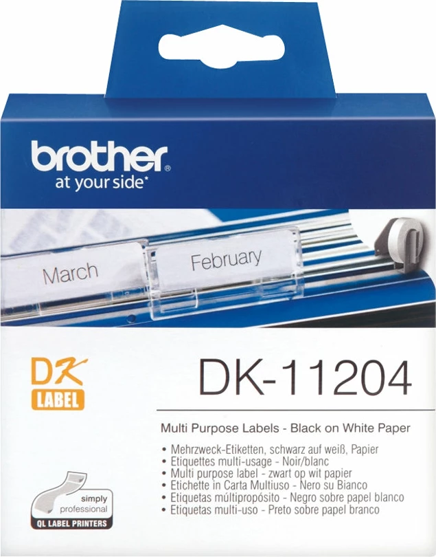 Etiketa Brother DK-11204, 400 copë, 17x54mm, bardhë/zi