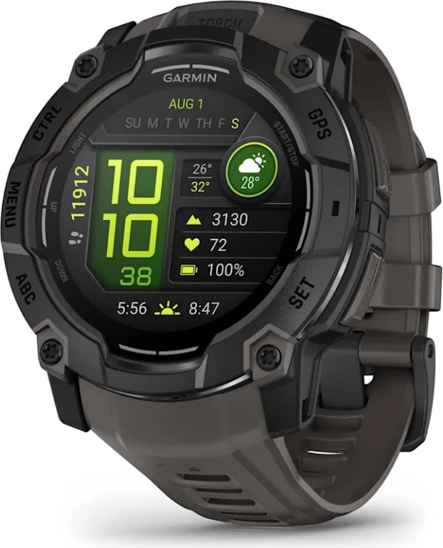Smartwatch Garmin Instinct® 3 AMOLED, Black with Charcoal Silicone Strap, 50 mm
