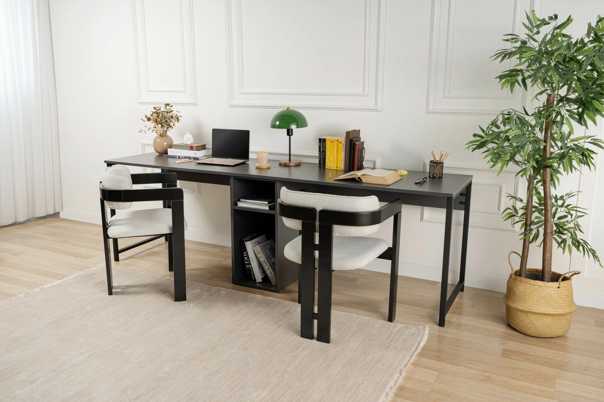 Tavolinë studimi Nordure, dyshe, anthracite, e zezë
