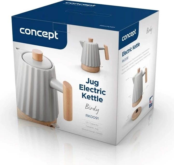 Çajnik elektrik Concept RK0091, 1.5 l, Gri e lehtë