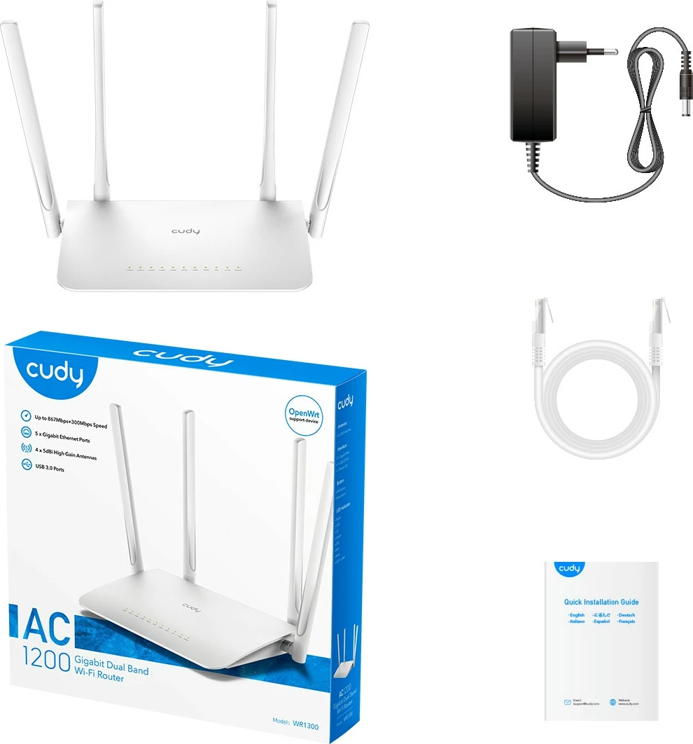 Router Cudy WR1300, Wi-Fi 5, Dual-band, i bardhë