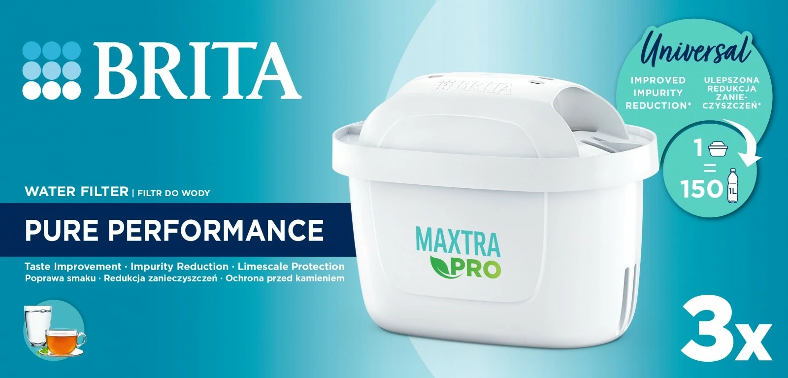 Fishek zëvendësues për filtër uji Brita Maxtra PRO Pure Performance, set 3 copë