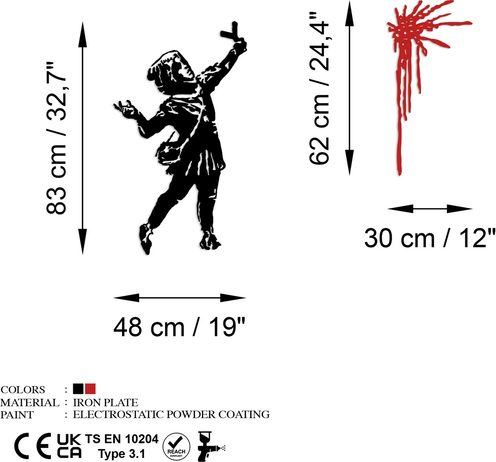 Aksesor dekorativ metalik për mur, Wallity Banksy Metal 09