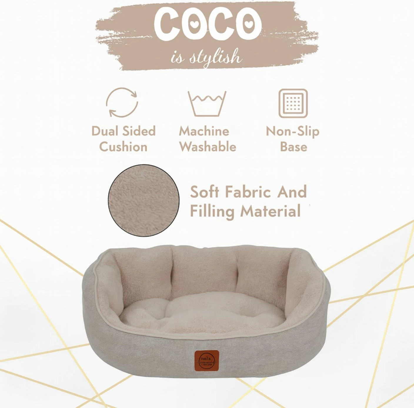 Shtrat për kafshë Coco L, bezhë