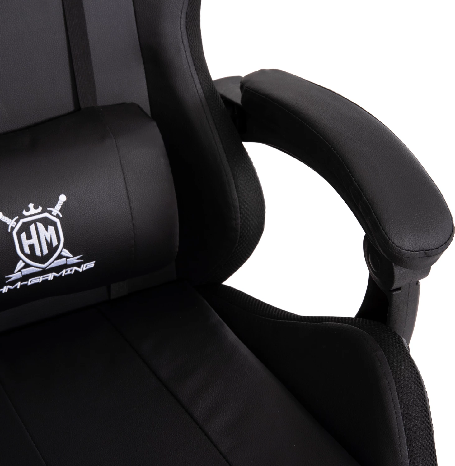 Karrige gaming DARREN FH1203.04, e zezë-bardhë, PVC & najlon, 51x49x125Hcm