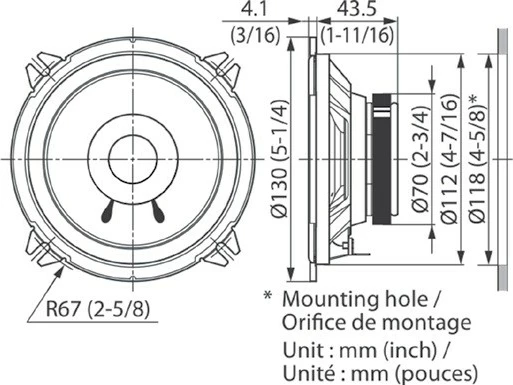 Altoparlantë makine Kenwood KFC-S1356, 2-rugësh, 130mm, 260W, Zi/Argjendtë, Set 2 copë