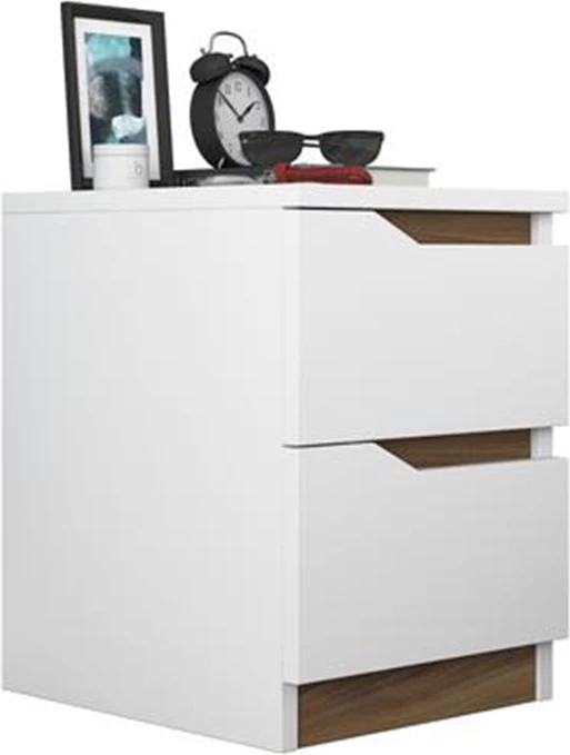 Komodinë nate Verena, bardhë-arrë, 35x40x47cm