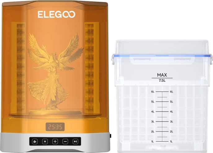 Pajisje larje dhe kurimi printesh resin 2-në-1, Elegoo Mercury Plus 3.0 50.101.059300, rezervuar 7.5 L, zonë kurimi Ø250×290 mm, kontrolle me prekje