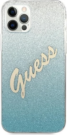 Mbështjellës Guess GUHCP12LPCUGLSBL për iPhone 12 Pro Max 6.7", Glitter Gradient, Blu