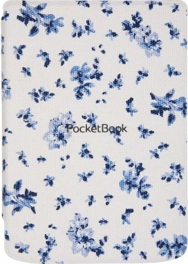 Mbështjellës PocketBook Shell për Verse / Verse Pro, lule, kaltër/bardhë