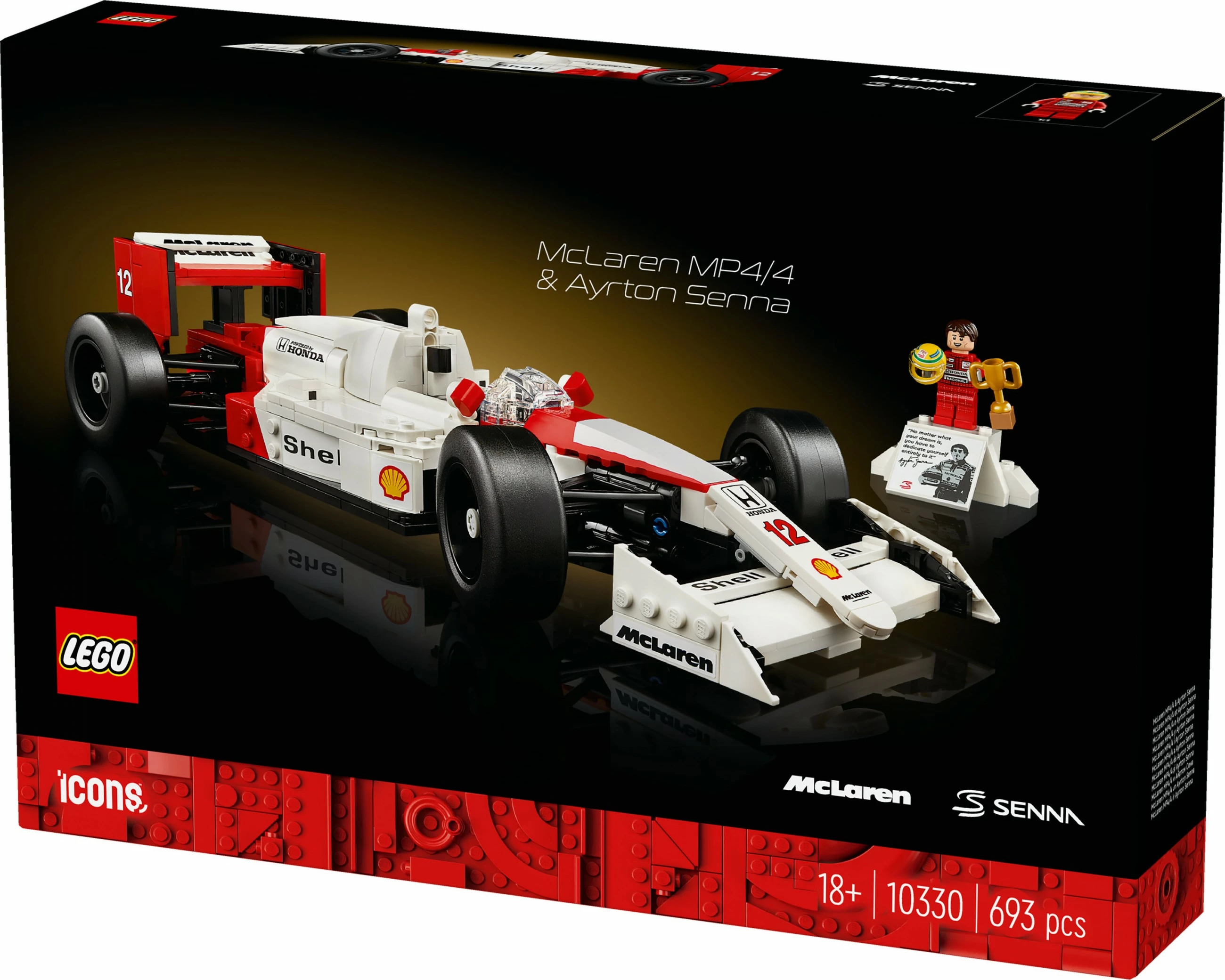 Set ndërtimi LEGO McLaren MP4/4 & Ayrton Senna, 693 pjesë, shumëngjyrësh