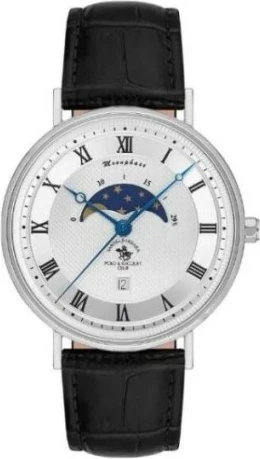 Santa Barbara Polo Classy White Dial Leather Band Watch Roman Numerals