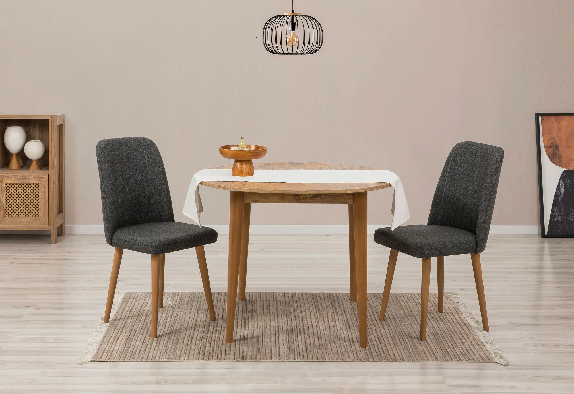 Set tavolinë me karrige, zgjatues, 3 pjesë, Skye Decor Vina 1053, ngjyrë dru pishe Atlantike, antracit