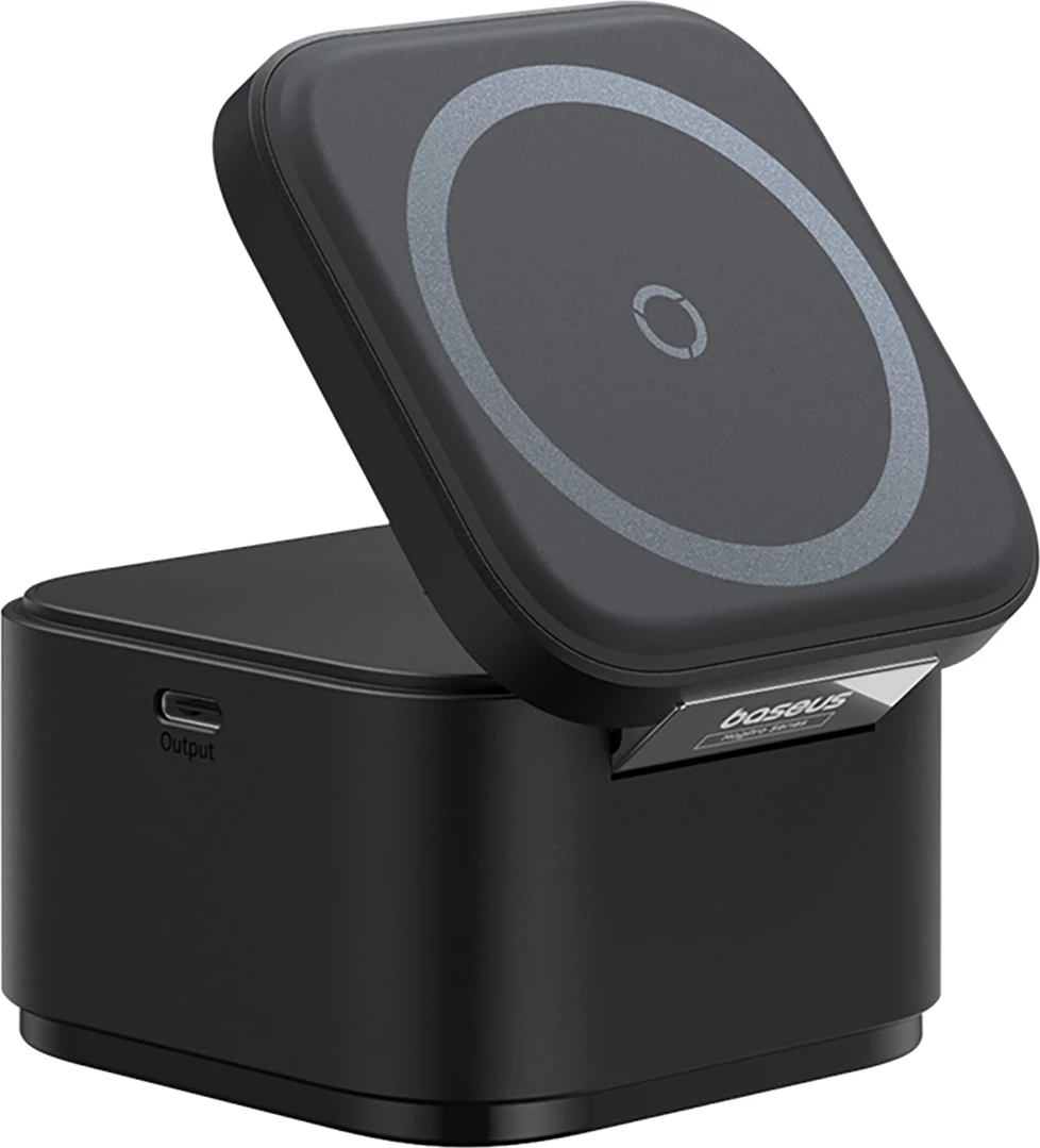 Karikues wireless 3-në-1 Baseus MagPro, 25W, MagSafe, për telefon, kufje e smartwatch, i zi