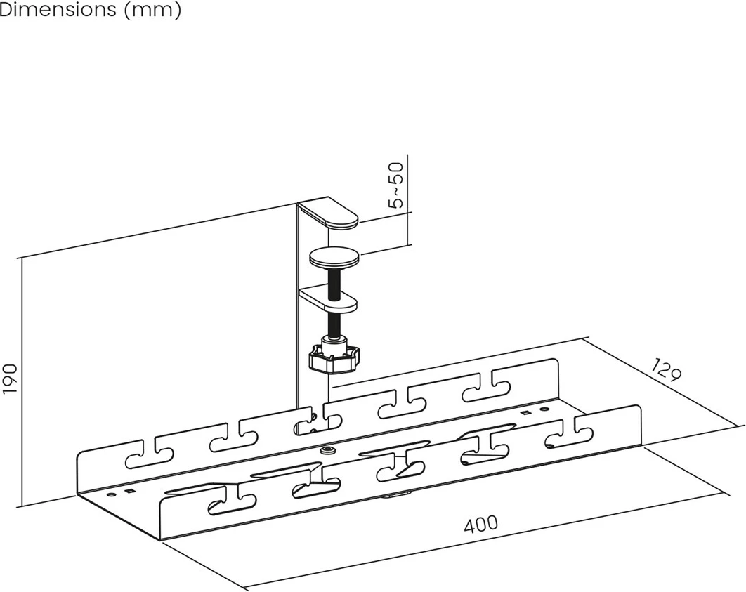 Organizues kabllosh nën tavolinë Maclean MC-105 W, çelik, bardhë