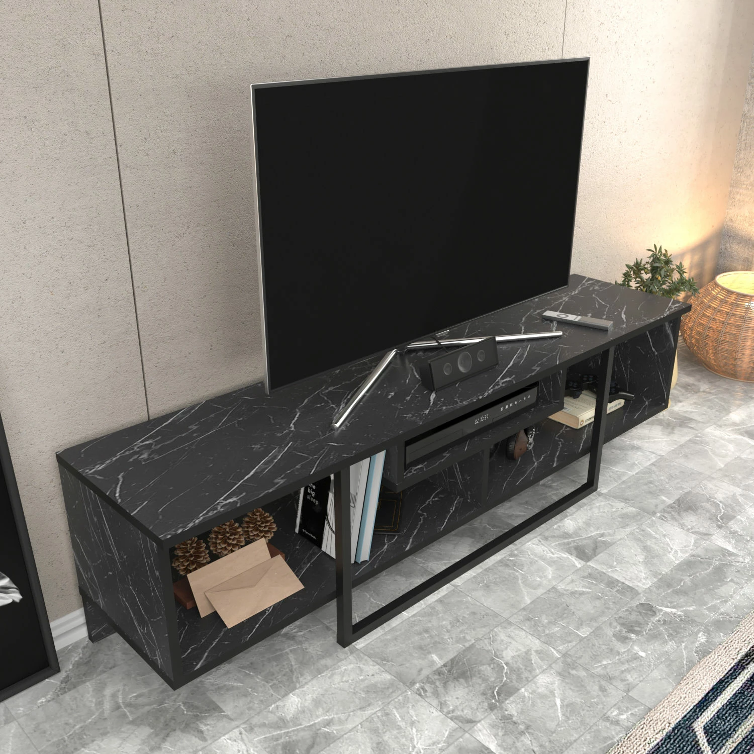 Komodinë TV Hanah Home, Asal 150, e zezë