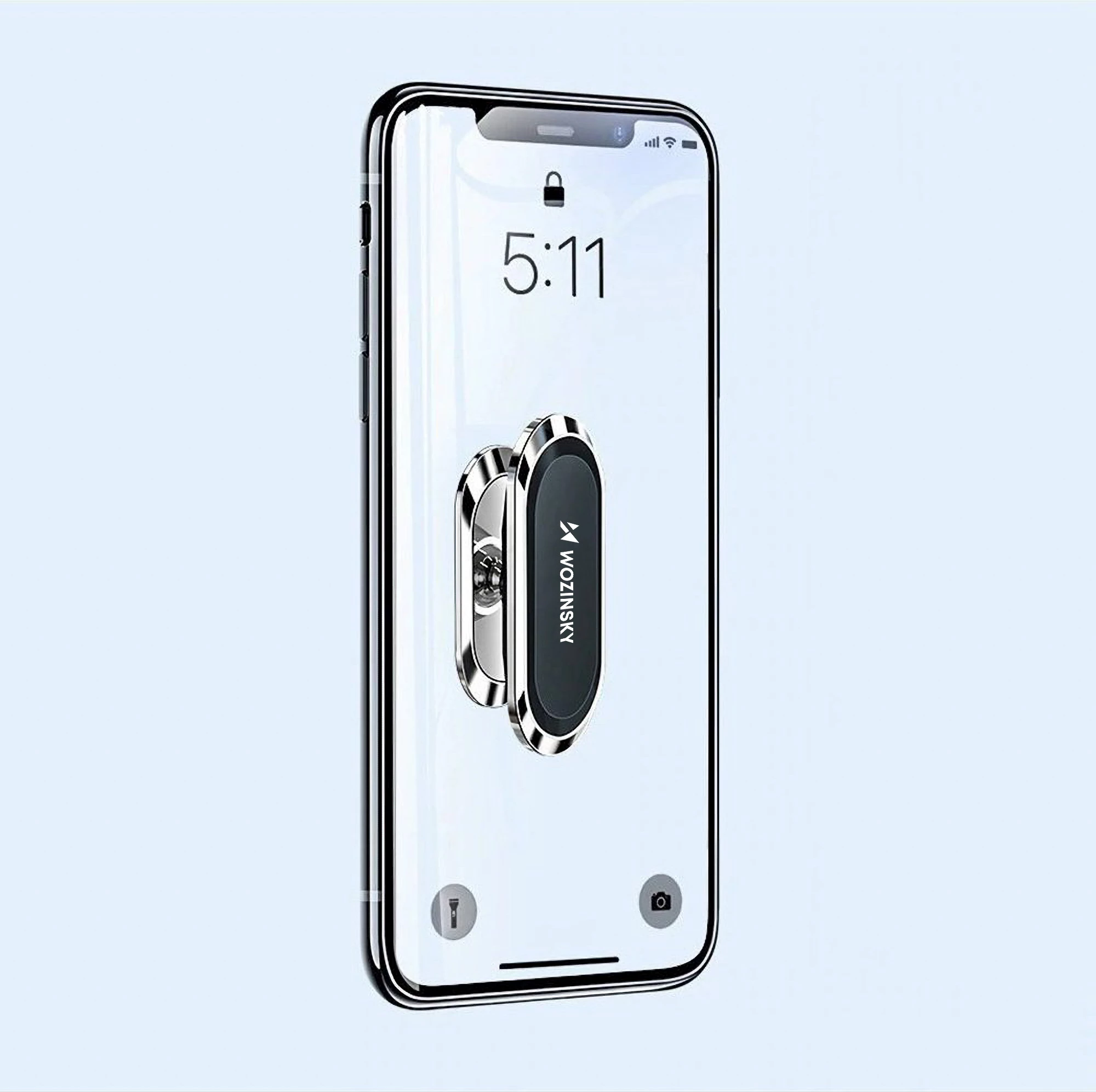 Mbajtës magnetik për telefon Wozinsky WMH-06, vetë-ngjitës, rrotullim 360°, argjendtë/zi