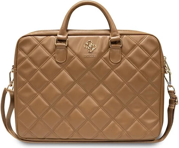 Çantë laptopi Guess Quilted 4G, 16 inç, lëkurë ekologjike, Kafe
