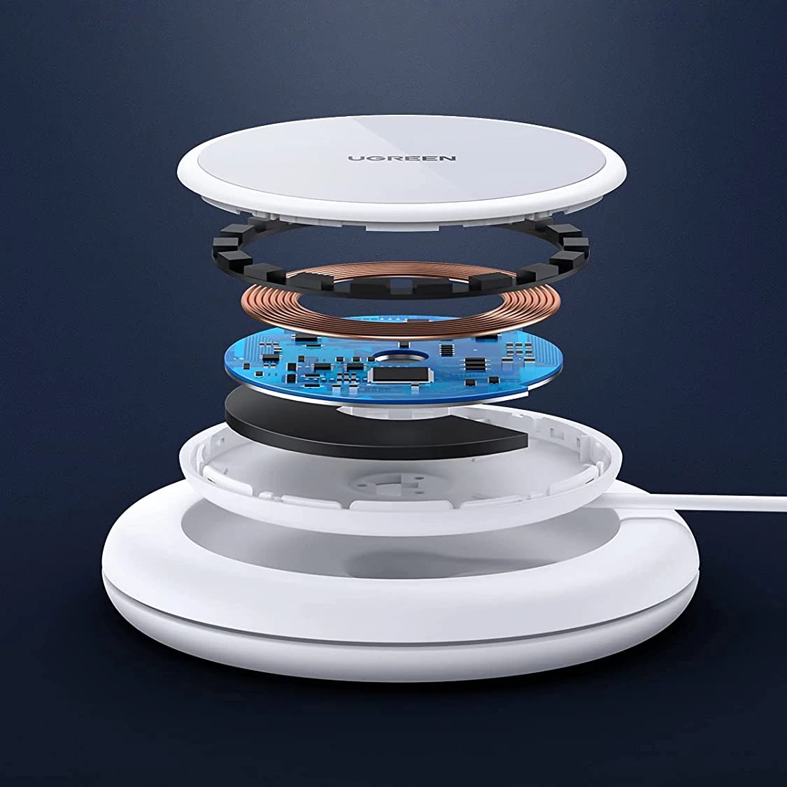 Karikues wireless Ugreen CD245 40123 me MagSafe/Qi, 15W, USB-C, Bardhë