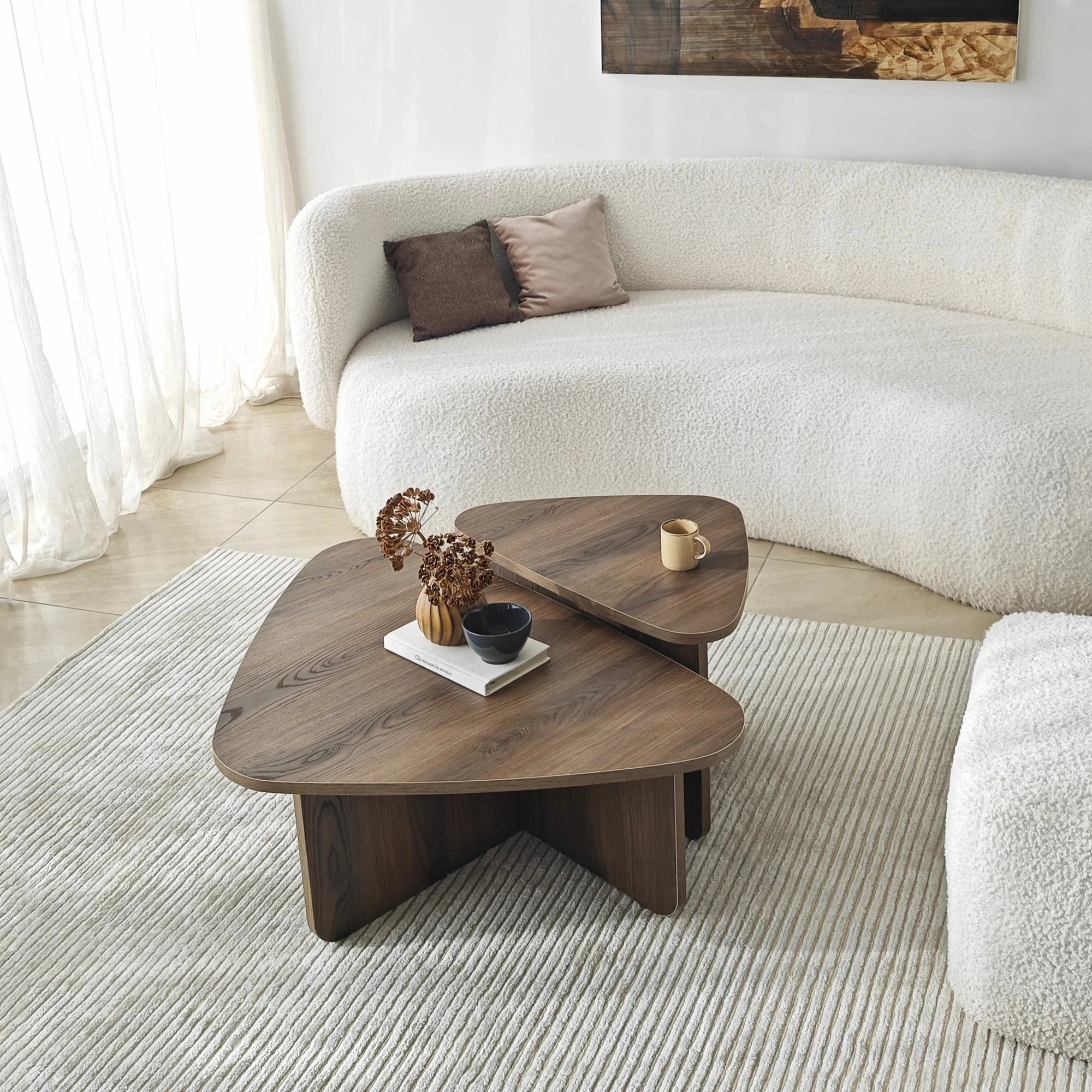 Set tavolinash kafeje Hanah Home, Ballare, ngjyrë arre