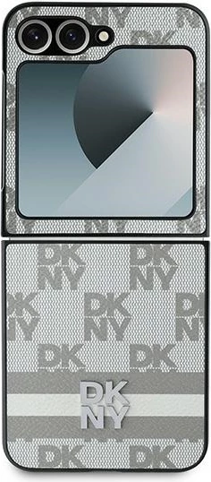 Mbështjellës për celular DKNY Checkered Pattern Printed Stripes për Samsung Galaxy Z Flip 6, Bezhe