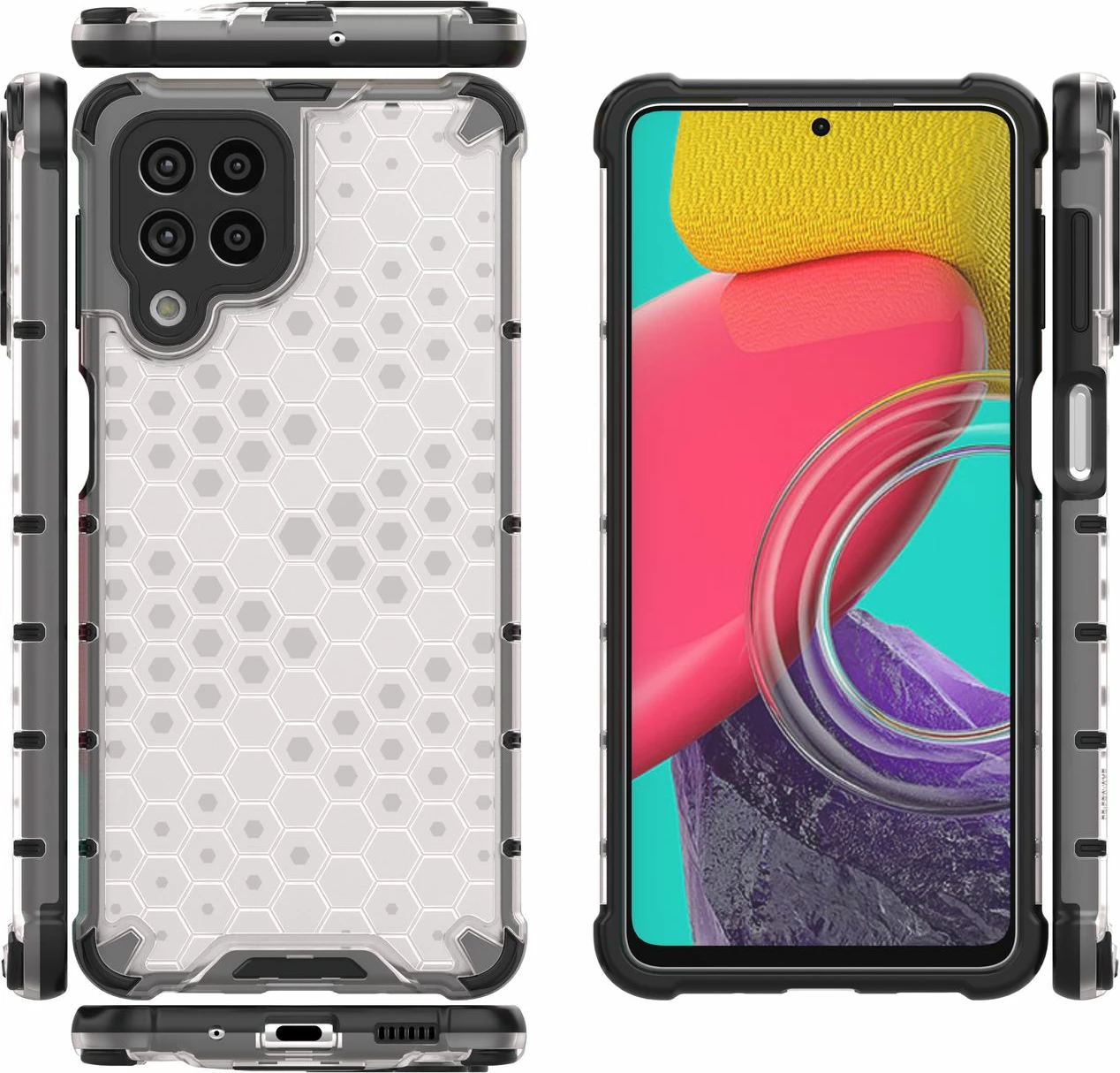 Mbështjellës Hurtel Honeycomb për Samsung Galaxy M53 5G, transparent