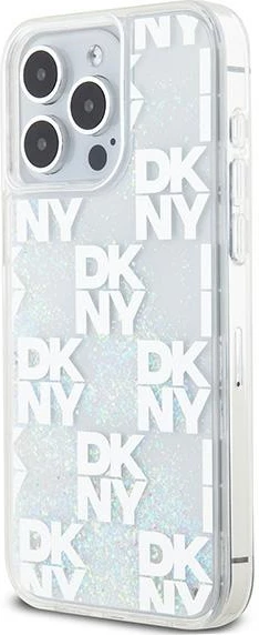 Mbështjellës DKNY Liquid Glitter Multilogo për iPhone 15 Pro Max, Bardhë