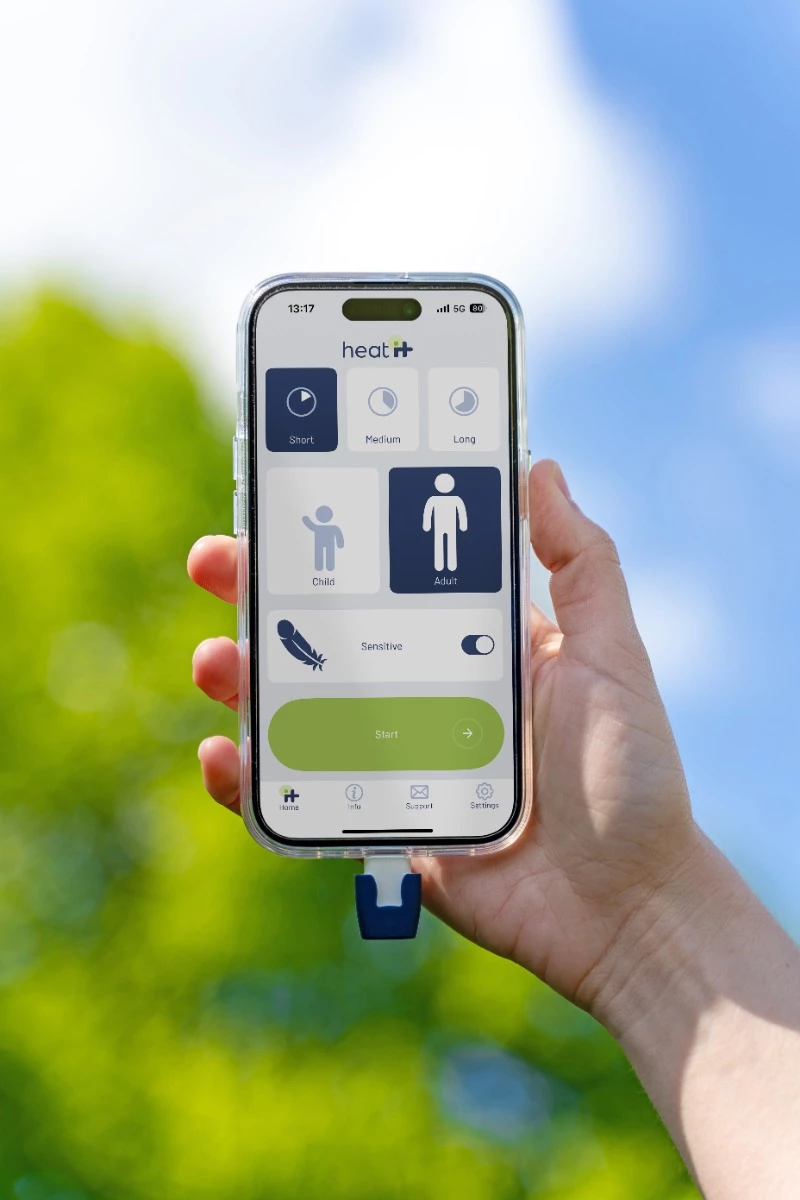 Pajisje për trajtim pickimi insektesh HEAT IT V3, Lightning për iPhone 6–14, e kaltër