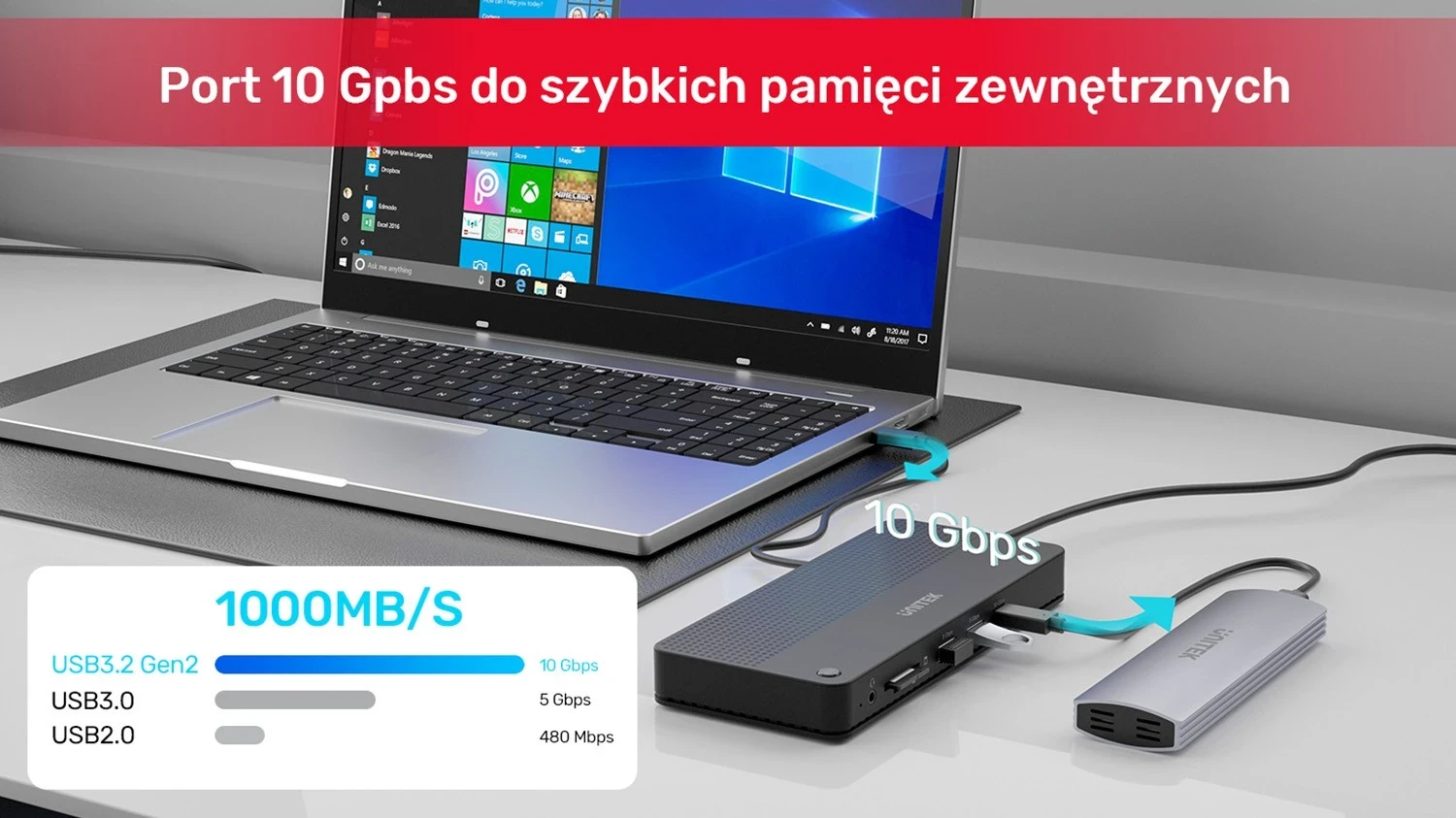 Stacion Dokimi Unitek 12 në 1, HDMI 8K, USB 4, 100 W, ngjyrë e zezë