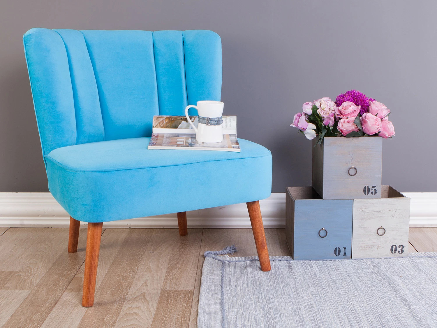 Karrige Wing Atelier del Sofa, Moon River, ngjyrë tyrkiz