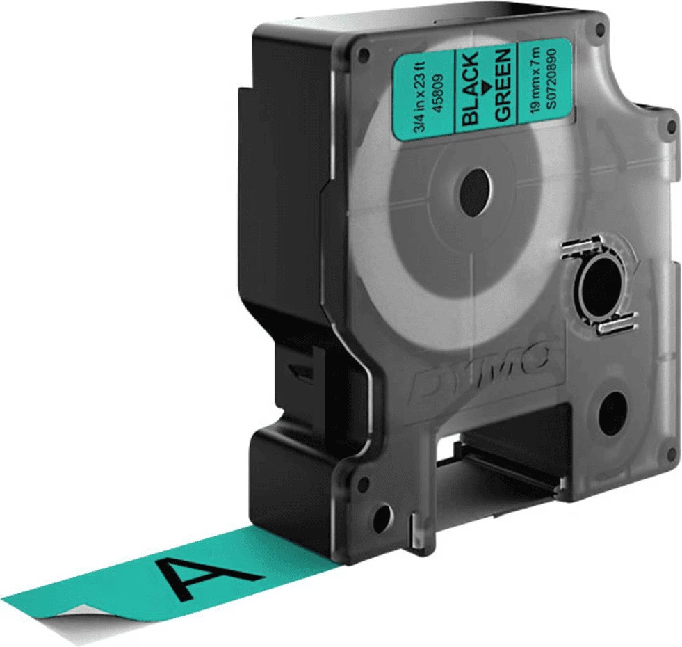 Shirit etiketash, Dymo, 45809 / S0720890, 19mm x 7m, e zezë në të gjelbër