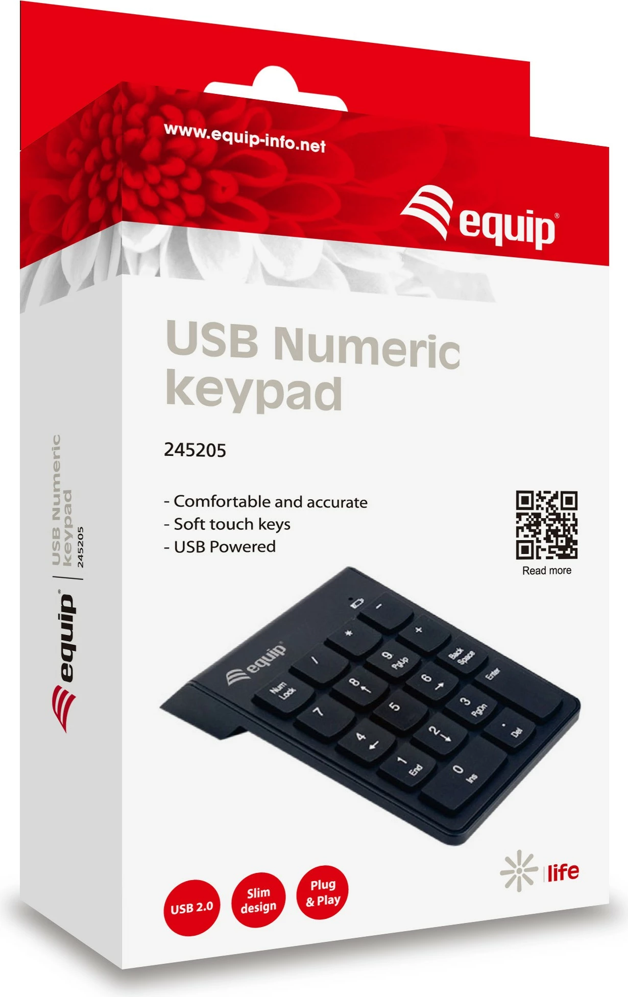Tastierë numerike EQUIP USB, 18 taste, 1.35m, e zezë