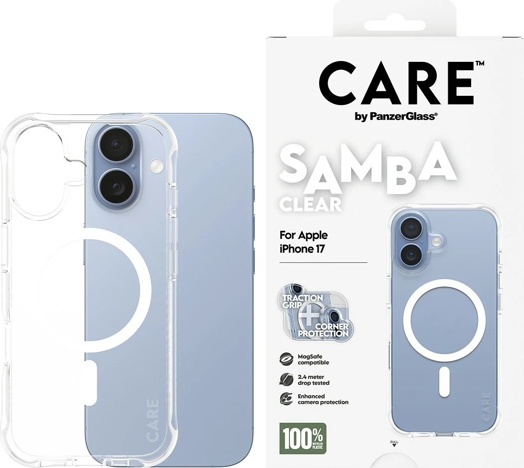 Mbështjellës PanzerGlass CARE fashionable Samba clear MagSafe për iPhone 17
