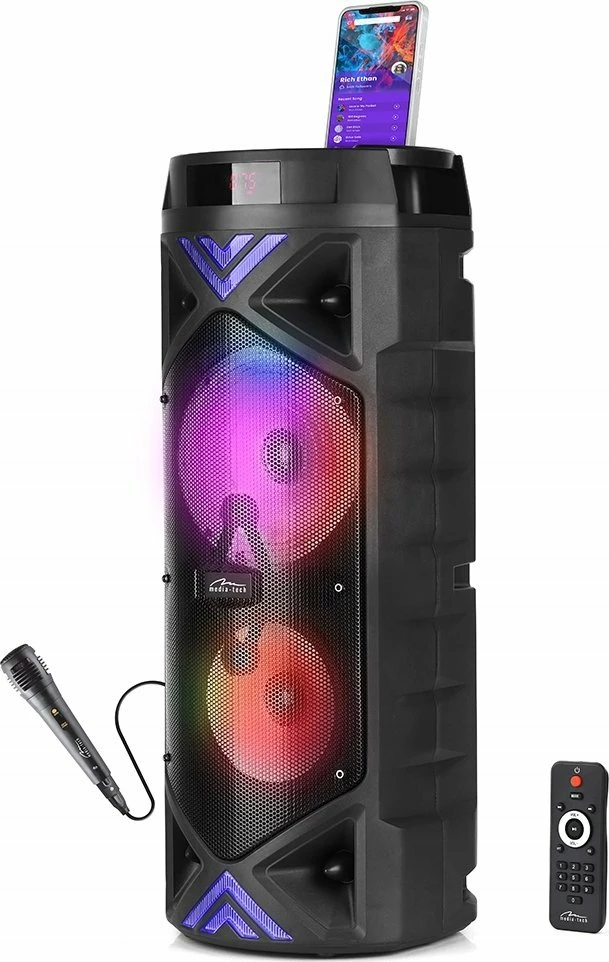 Altoparlant Media-Tech Funbox Keg Pro MT3182, Bluetooth 5.0, 50W RMS, RGB, FM radio, me mikrofon & telekomandë, i zi