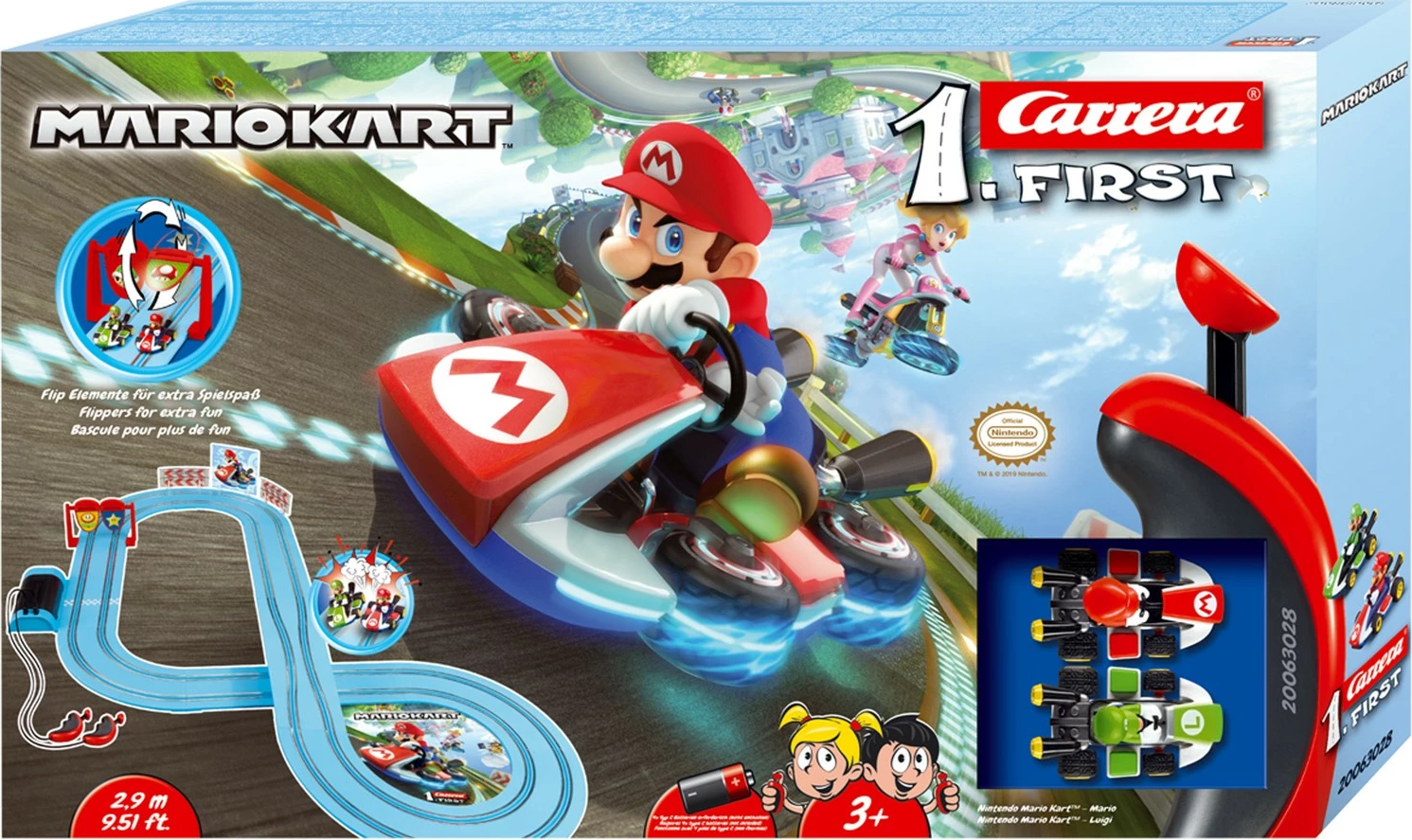 Set veturash dhe piste Carrera RC Nintendo Mario Kart, plastikë, ngjyra blu, gjelbër, kuqe