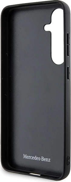 Mbështjellës Mercedes Leather Curved Stitches për Samsung Galaxy S24+, e zezë