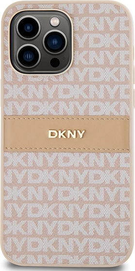 Mbështjellës DKNY Mono Stripe & Metal Logo për iPhone 14 Pro, rozë
