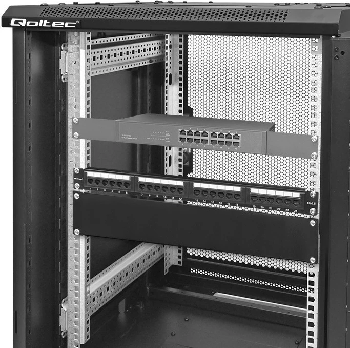 Panel mbulues për RACK Qoltec 54512, 19", 2U, i zi